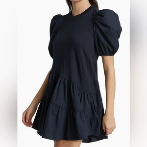 Cinq à Sept Caitlin Navy Puff Sleeve Mini Dress